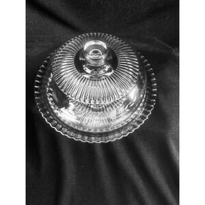 Princess House Heritage Crystal Cake Pie Server with Dome Etched Floral Glass